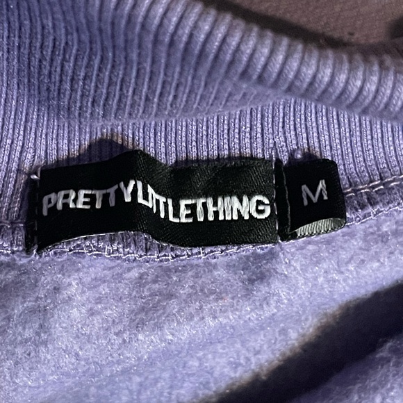 PrettyLittleThing Size M Washed Violet Half Zip High Neck Crop Sweat - Picture 4 of 5